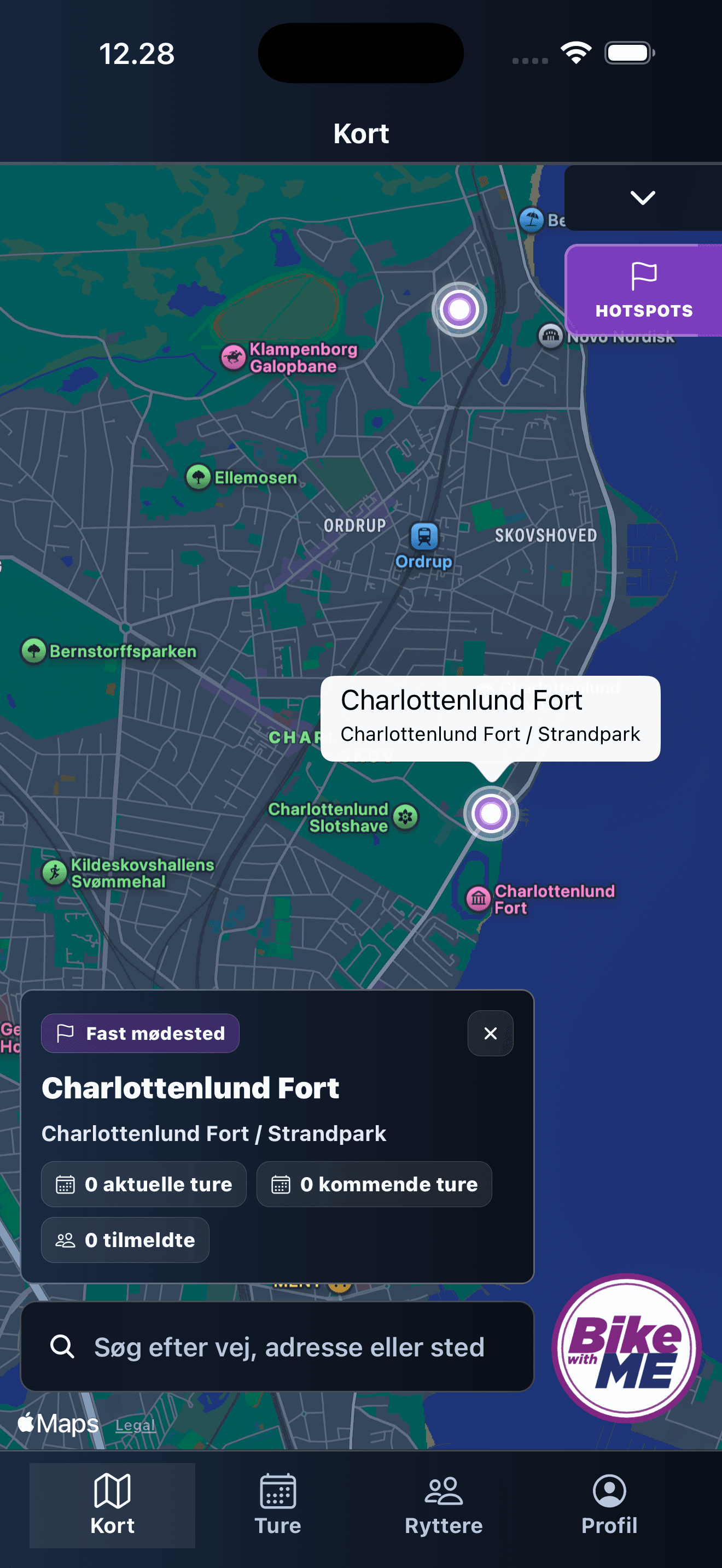 Map and meeting points: See fixed meeting points, nearby rides, and where your next group can start.